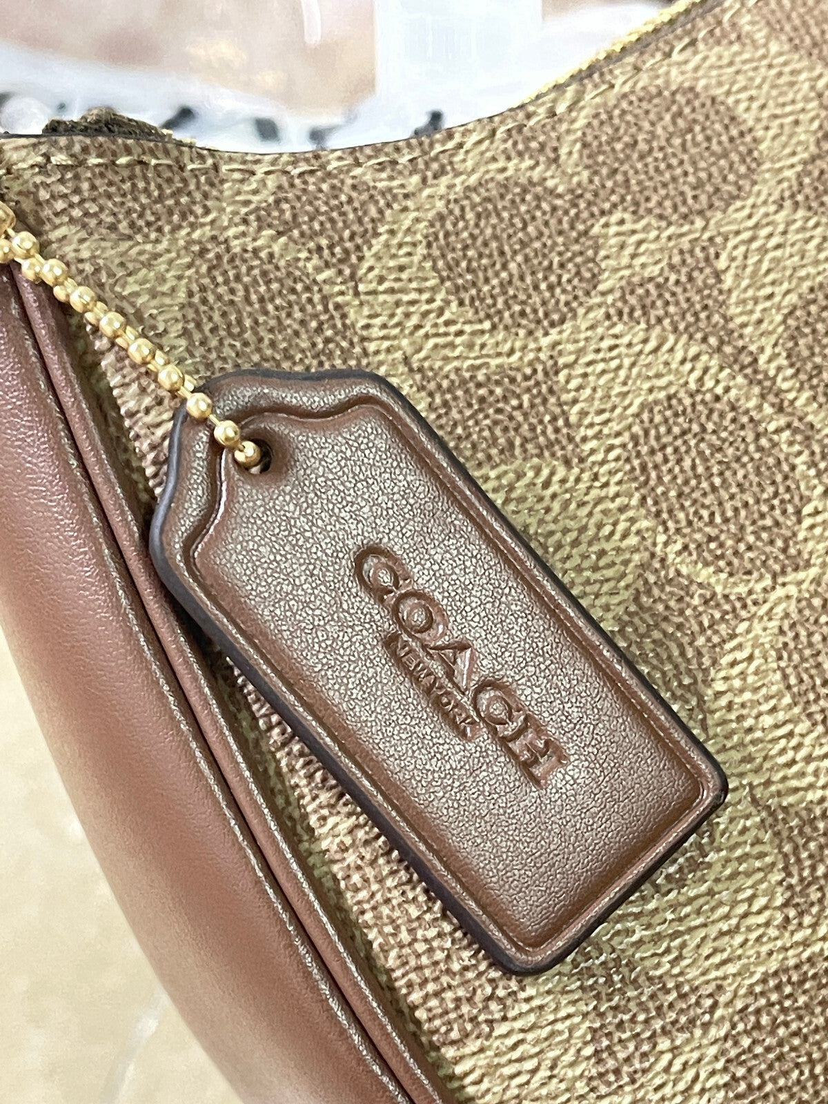 COACH Teri Shoulder Bag In Signature Canvas Gold/Tan/Brown New Fast Shipping