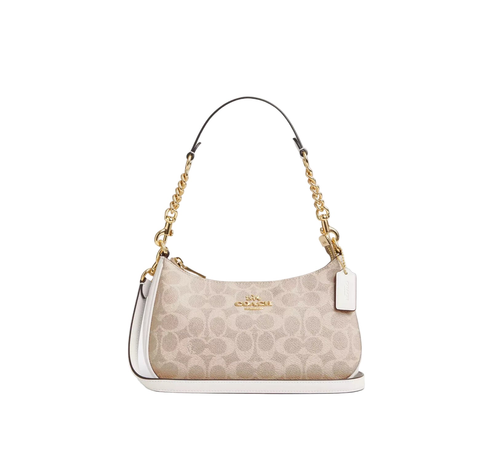 COACH Teri Shoulder Bag In Signature Canvas Gold/Sand/Chalk New Fast Shipping