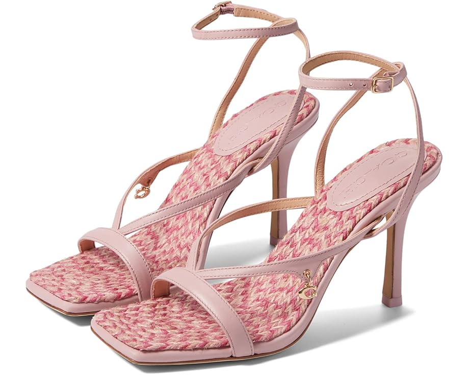 Women's COACH Kaia Leather Sandal  (Black, Carnation, Chalk, Red Orange)