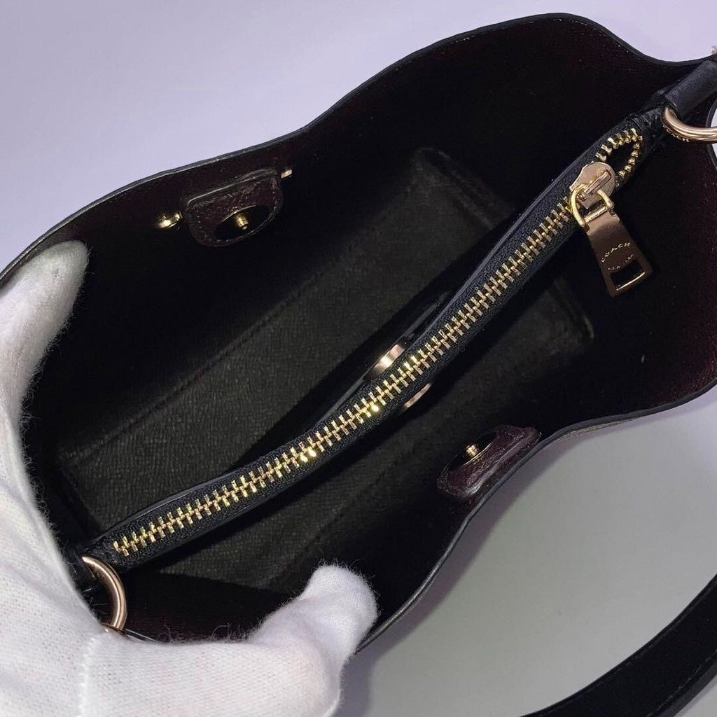 COACH Molly Bucket Bag 22 Signature Canvas Gold/Khaki/Black CA582 Outlet NEW