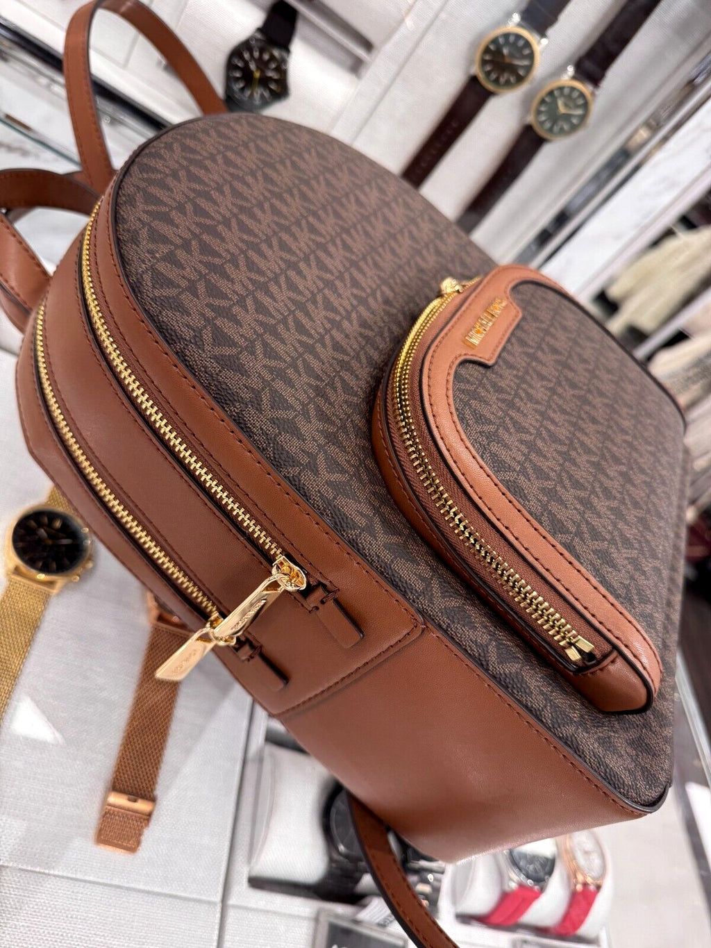 MICHAEL KORS JAYCEE MEDIUM ZIP POCKET BACKPACK BAG Brown