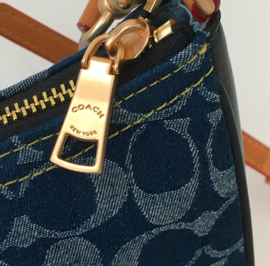 COACH Teri Shoulder Bag Signature Denim Denim/Natural CAF82 Outlet NEW