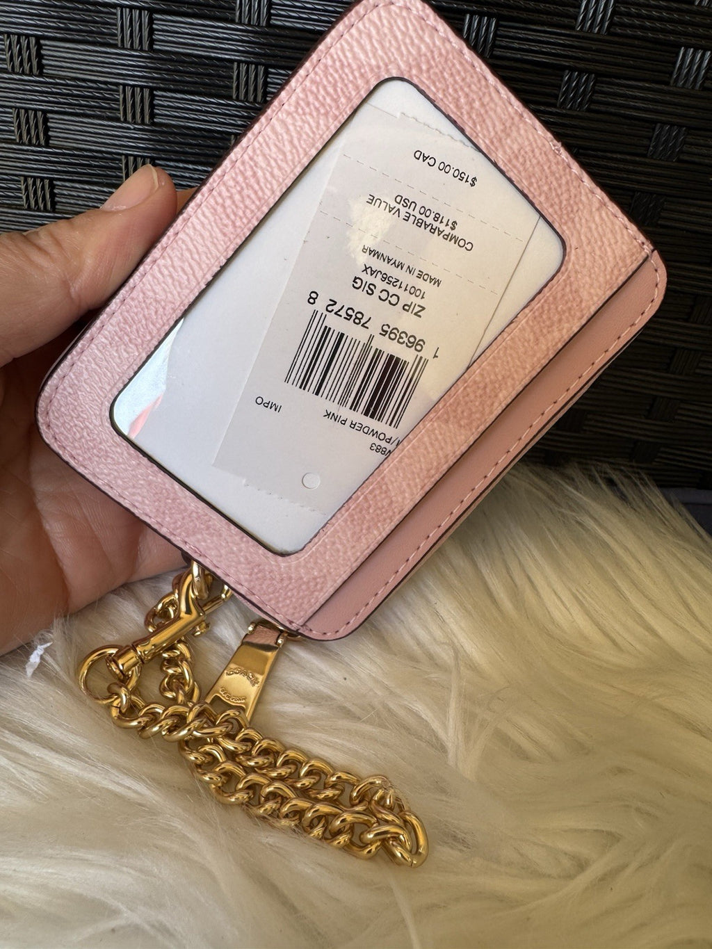 NWT Coach Zip Card Case In Signature Canvas CW883 POWDER PINK