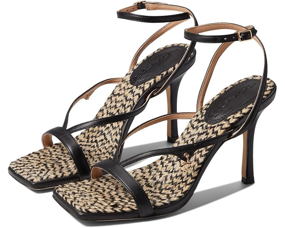 Women's COACH Kaia Leather Sandal  (Black, Carnation, Chalk, Red Orange)