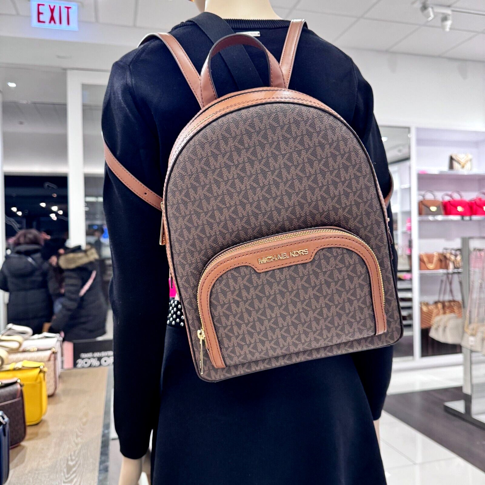MICHAEL KORS JAYCEE MEDIUM ZIP POCKET BACKPACK BAG Brown