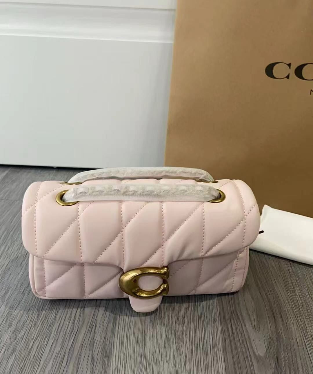 COACH Tabby Shoulder Bag 20 Quilting Nappa Leather CP149 Pink Gold Outlet NEW
