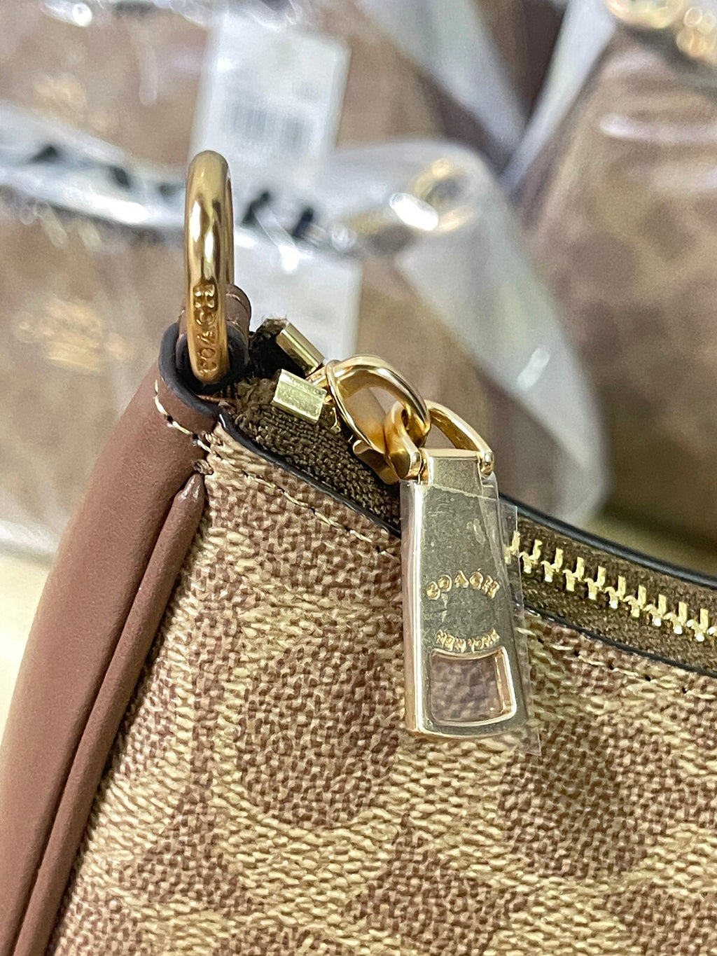 COACH Teri Shoulder Bag In Signature Canvas Gold/Tan/Brown New Fast Shipping