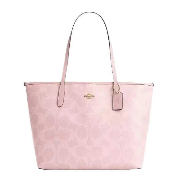 City Tote Bag Signature Canvas Powder Pink CAL49 Outlet NEW