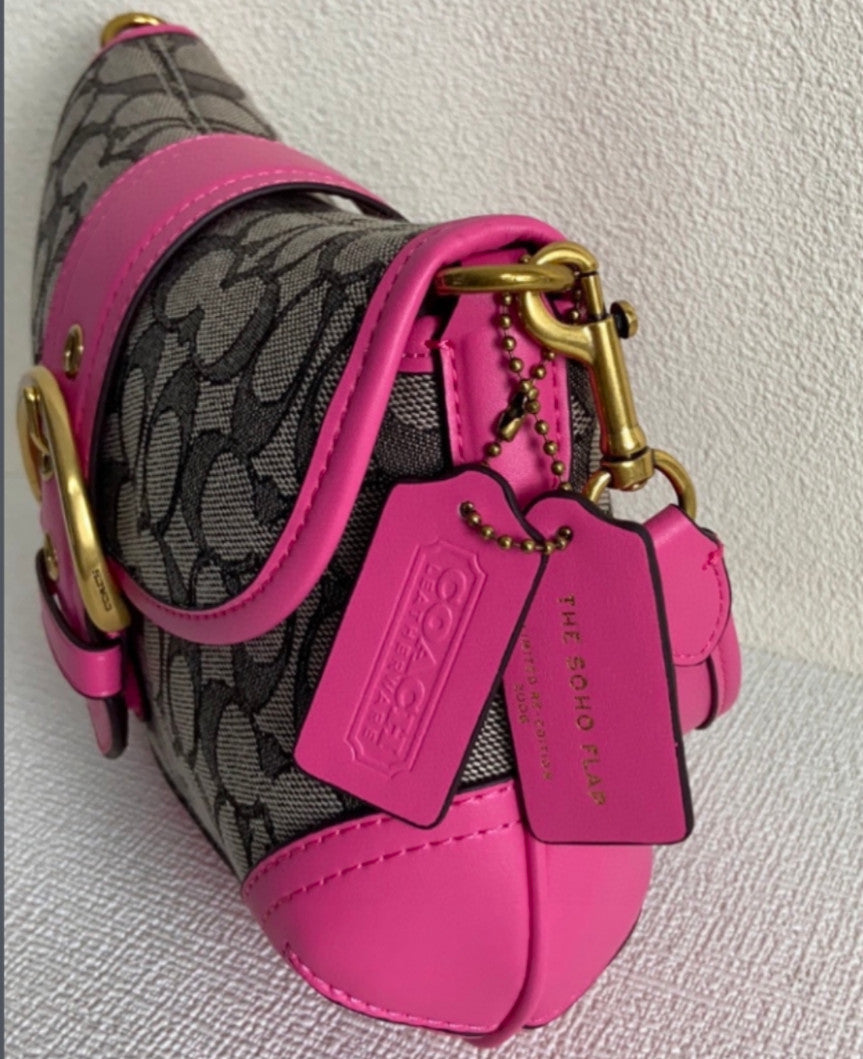 COACH  Soho Bag Signature Jacquard Shoulder Bag CJ814 Petunia Outlet NEW