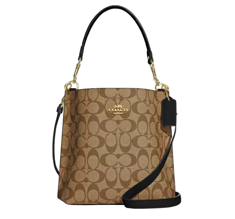 COACH Molly Bucket Bag 22 Signature Canvas Gold/Khaki/Black CA582 Outlet NEW