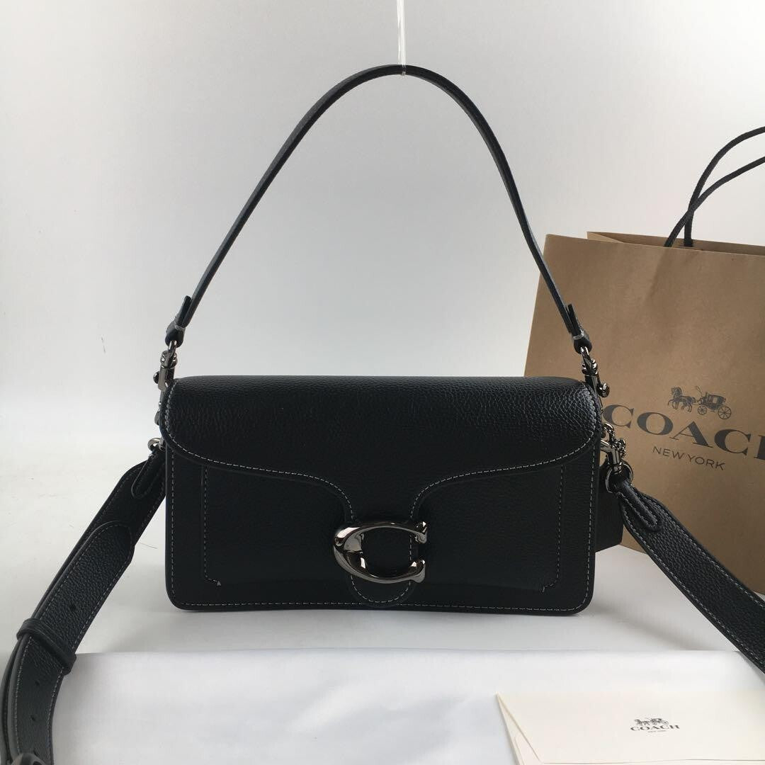 COACH CH857 Tabby Shoulder Bag 26 Pebble Leather Pebble Embossed Black Women