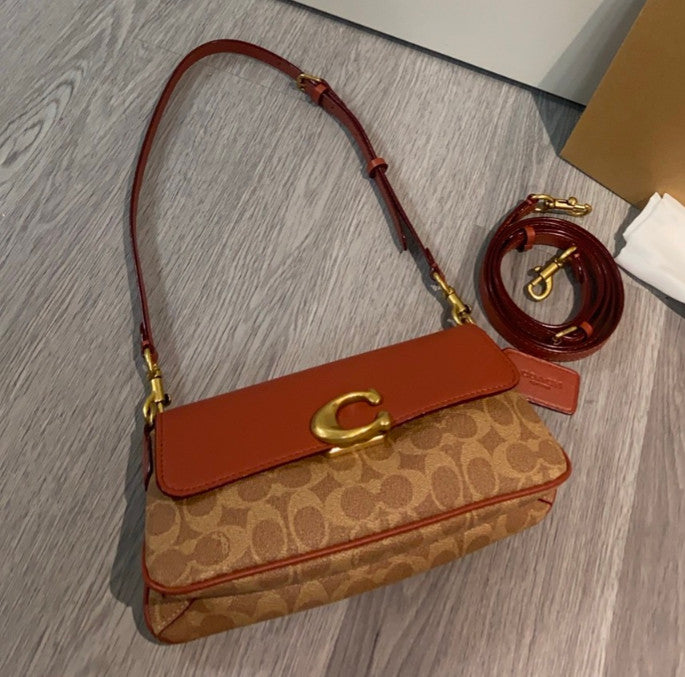 COACH Jet Shoulder Bag In Signature Canvas Tan Caramel CBA83 Outlet NEW