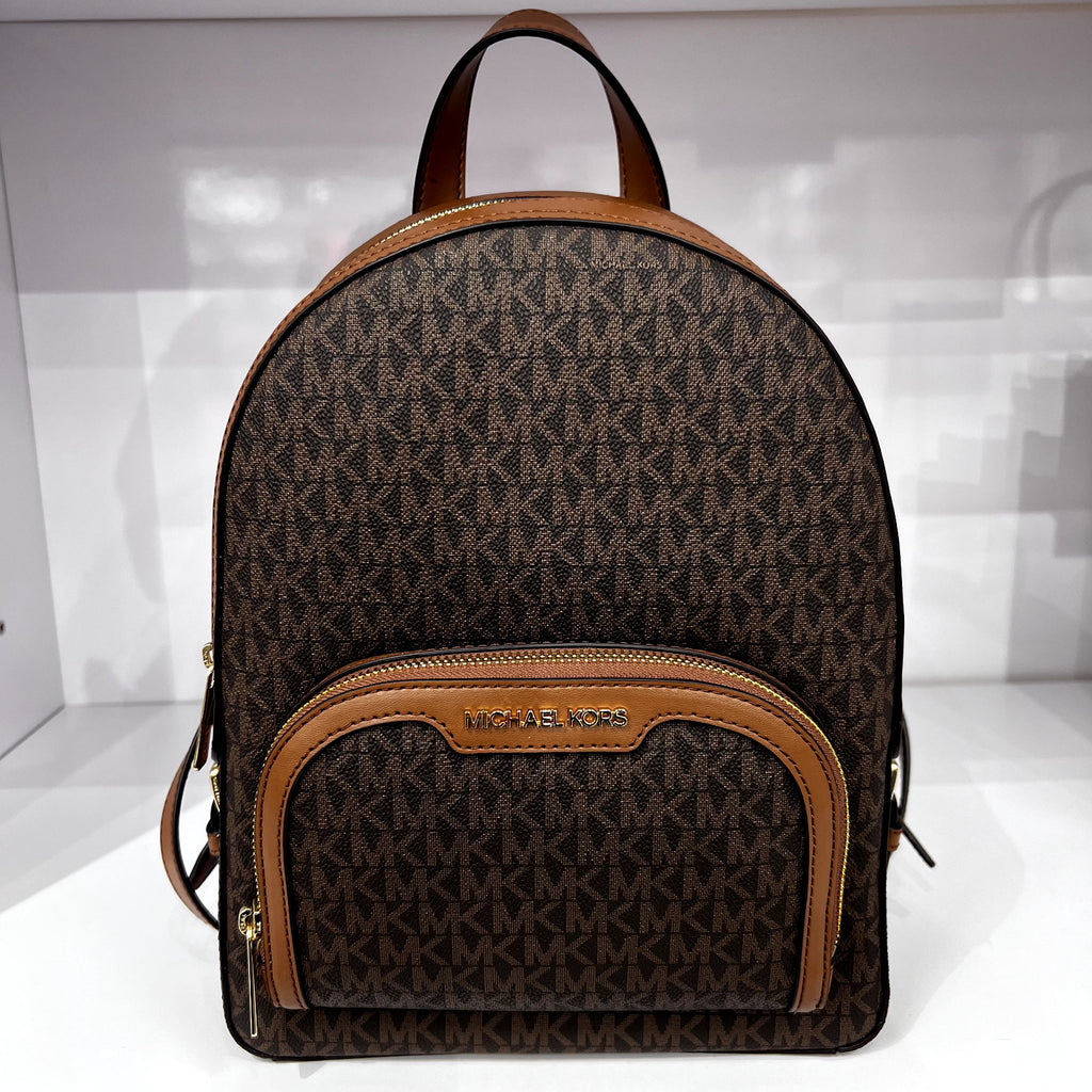 MICHAEL KORS JAYCEE MEDIUM ZIP POCKET BACKPACK BAG Brown