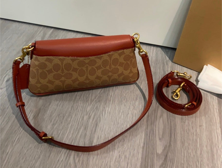 COACH Jet Shoulder Bag In Signature Canvas Tan Caramel CBA83 Outlet NEW