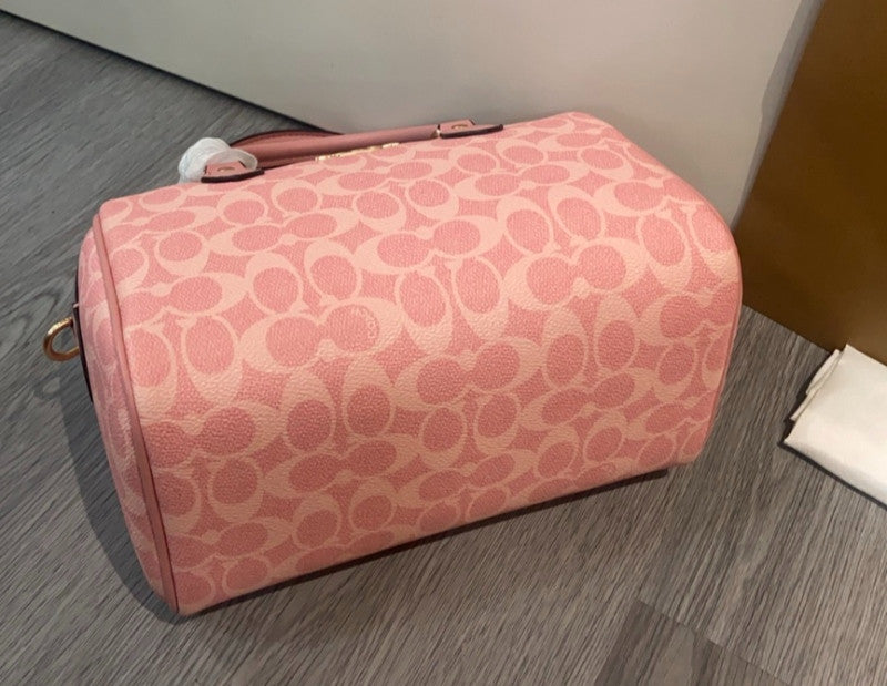 COACH  Roan Satchel Bag Signature Canvas Powder Pink CV961 Outlet NEW