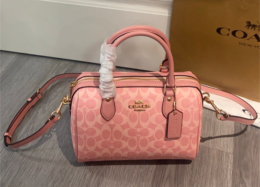 COACH  Roan Satchel Bag Signature Canvas Powder Pink CV961 Outlet NEW