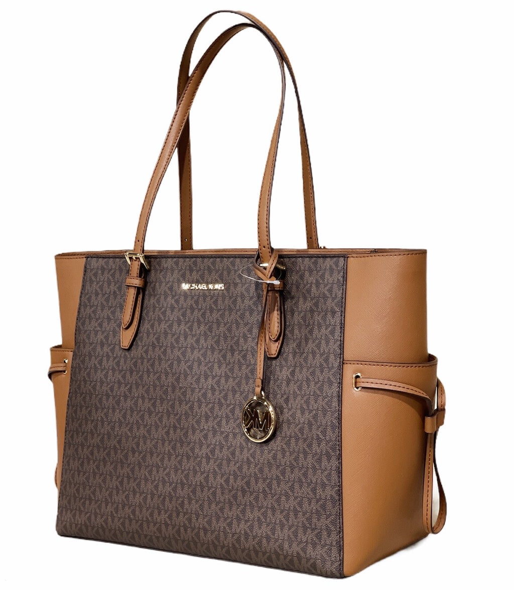 Michael Kors Gilly Jet Set Travel Large Drawstring Top Zip Tote Signature MK