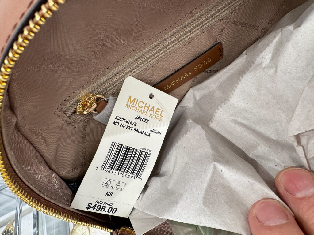 MICHAEL KORS JAYCEE MEDIUM ZIP POCKET BACKPACK BAG Brown
