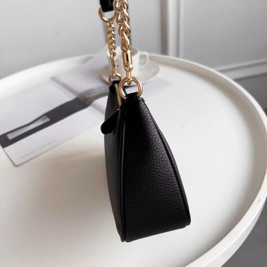 Coach Teri Shoulder Bag Refined pebble leather/Black Fast Shipping