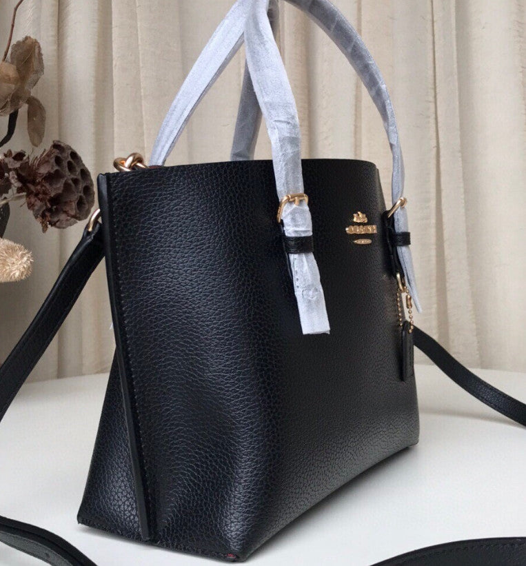 COACH Mollie Tote 25 Shoulder Bag C4084 Black True Red Outlet New