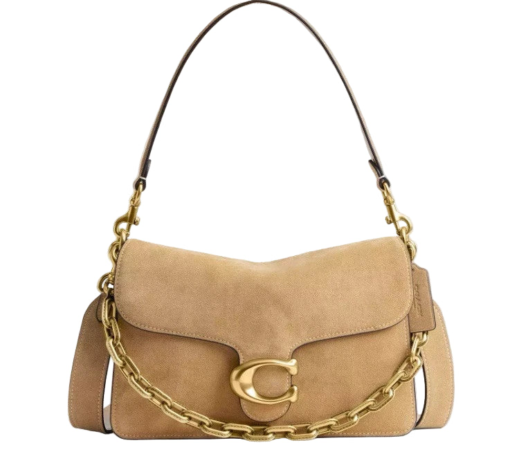 Coach Chain Tabby Shoulder Bag (B4/Sand) – Suede & Refined Calf Leather