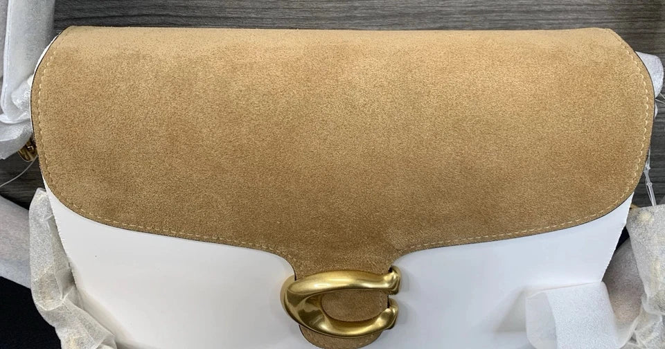 Coach Chain Tabby Shoulder Bag (B4/Sand) – Suede & Refined Calf Leather