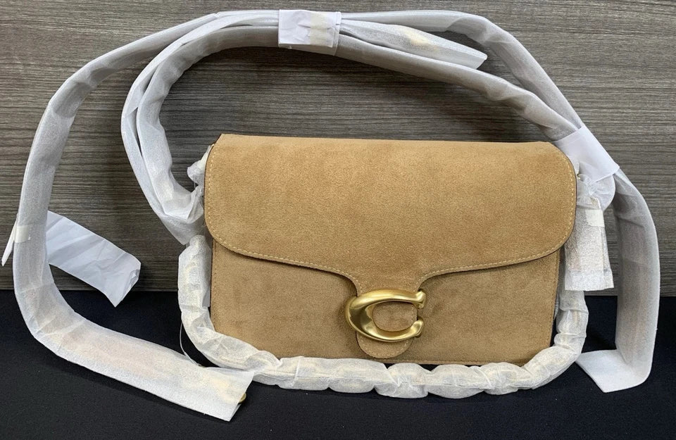 Coach Chain Tabby Shoulder Bag (B4/Sand) – Suede & Refined Calf Leather