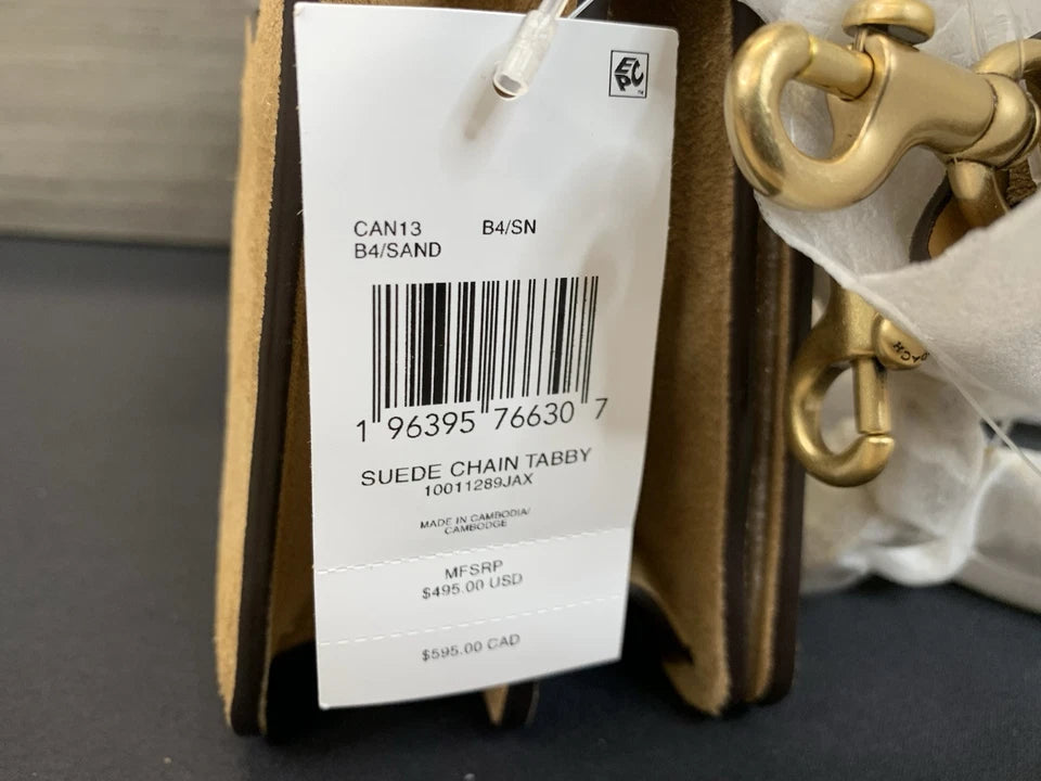 Coach Chain Tabby Shoulder Bag (B4/Sand) – Suede & Refined Calf Leather